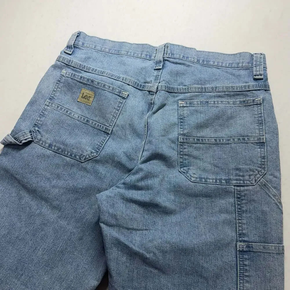 Lee Loose Fit Carpenter Jeans Men's Size 33x34 Light Wash Denim Workwear Pants